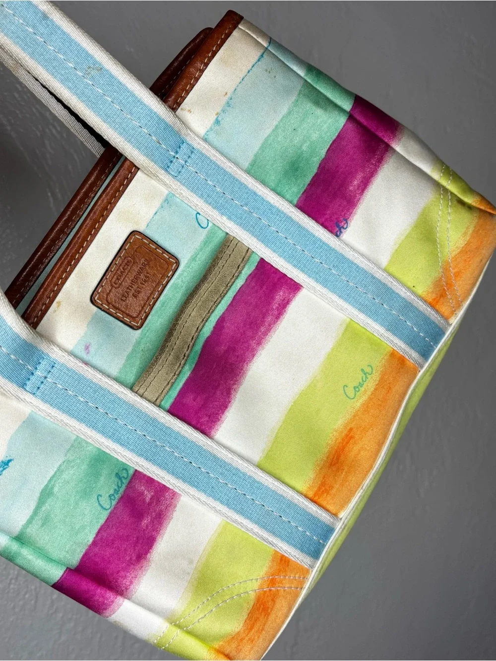 2007  colorful stripe small Coach Tote handbag (PROJECT BAG)